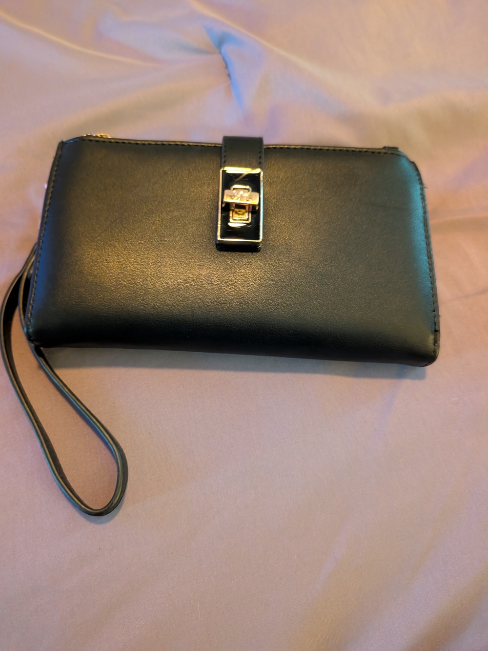 Anne Klein Black Wristlet Wallet with Gold Hardware - Women Bags